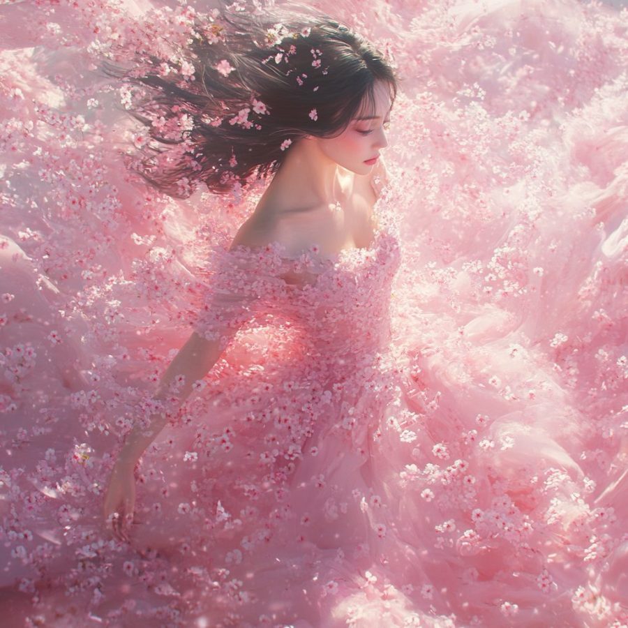 Eve seemed to materialize out of the cherry blossoms swirling in the breeze.